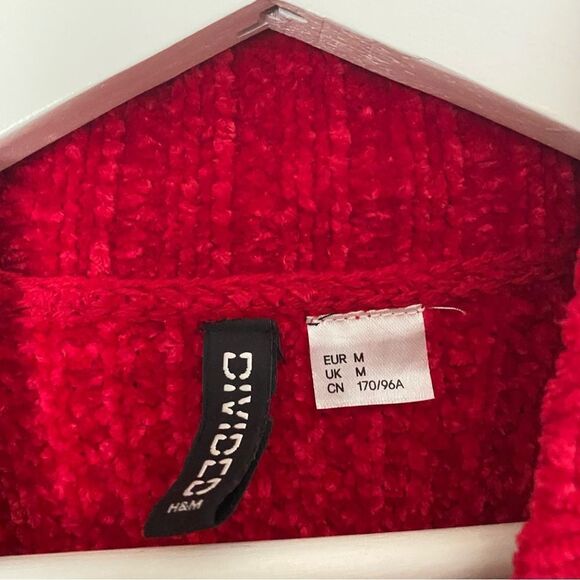 Divided Sweater H&M Knit Mock Neck Red Pink Cropped Casual Solid - Picture 6 of 10